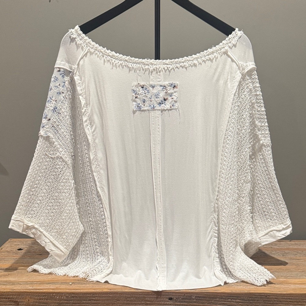 Pol White And Blue Patchwork Blouse - image 2